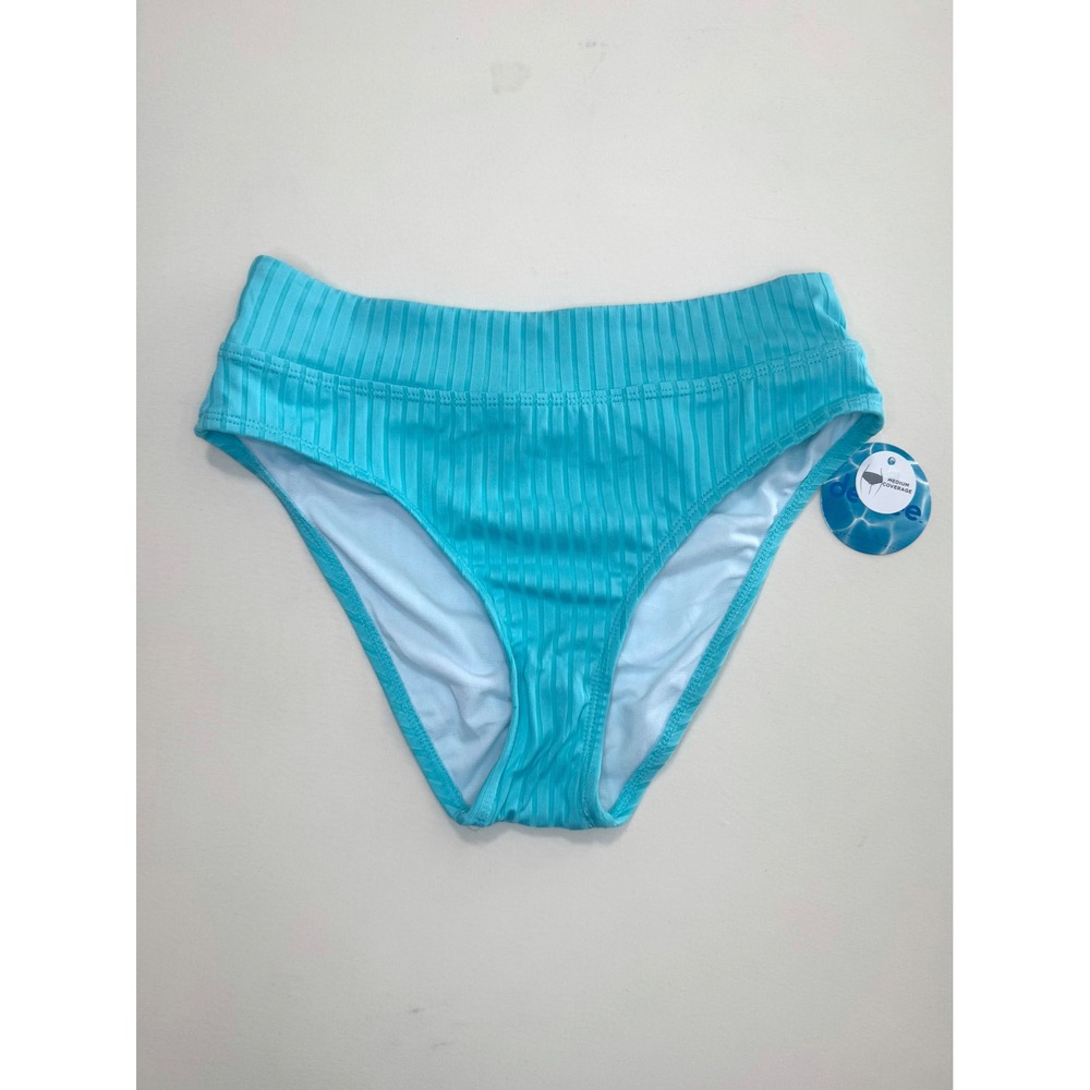 Decree Ocean Blue High Rise Ribbed Bikini Bottoms XS
